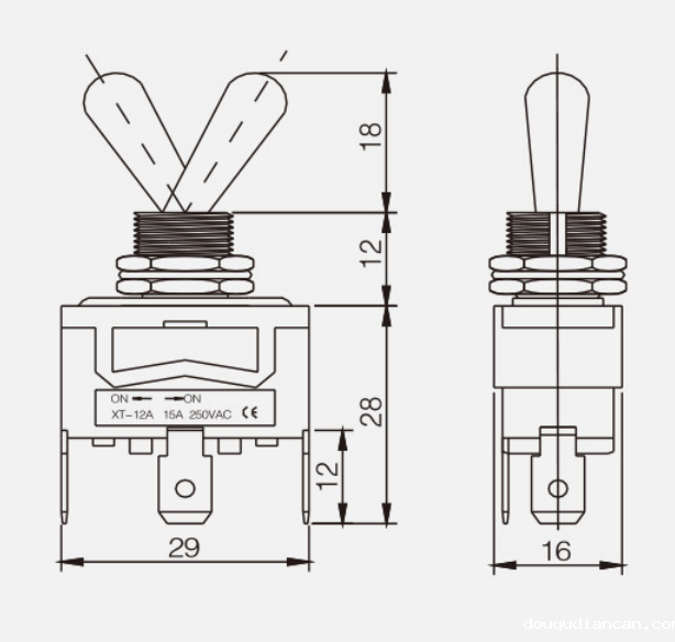 SPDT ON-ON KT-12A纽子开关|按钮开关产品型号-参数-接线图 SPDT ON-ON KT-12A纽子开关|按钮开关产品型号-参数-接线图