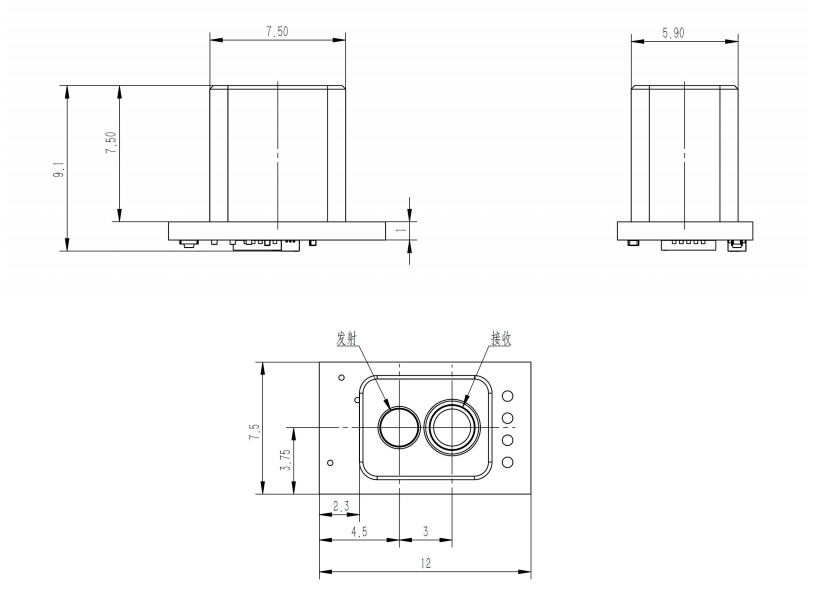 KMT-G1A 微型化单点激光雷达模组|激光雷达模组型号-参数-尺寸图 KMT-G1A 微型化单点激光雷达模组|激光雷达模组型号-参数-尺寸图