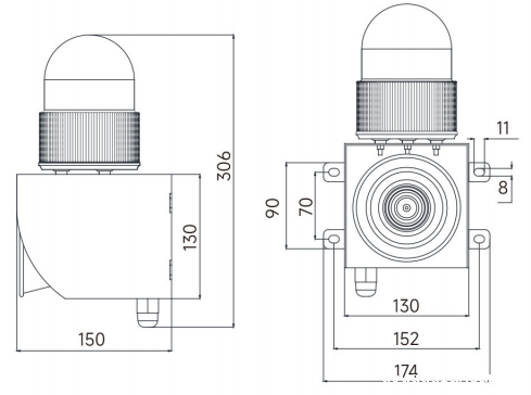 KJT-BJ-A系列 声光报警器|声光报警器型号-参数-尺寸图 KJT-BJ-A系列 声光报警器|声光报警器型号-参数-尺寸图