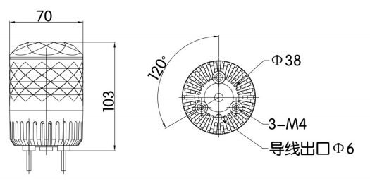 KJT1102/70系列警示灯|三色警示灯型号-参数-尺寸图-接线图 KJT1102/70系列警示灯|三色警示灯型号-参数-尺寸图-接线图