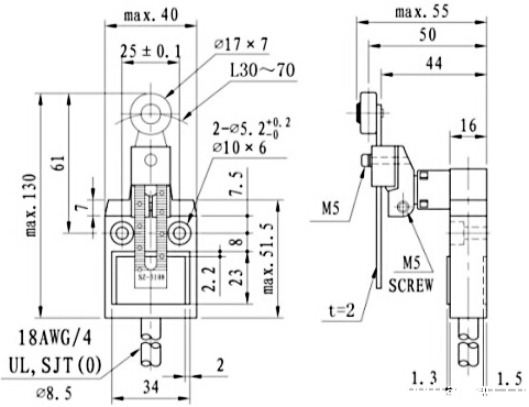 KH-4209防水行程限位开关|限位开关产品型号-参数-接线图